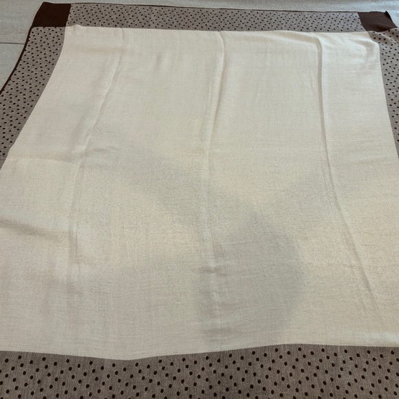 Vintage Cream and Brown Polka Dots Square Linen Tablecloth - Picture 7 of 7